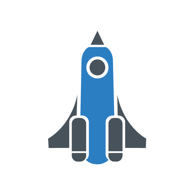 About 13 A blue rocket icon on a green background.